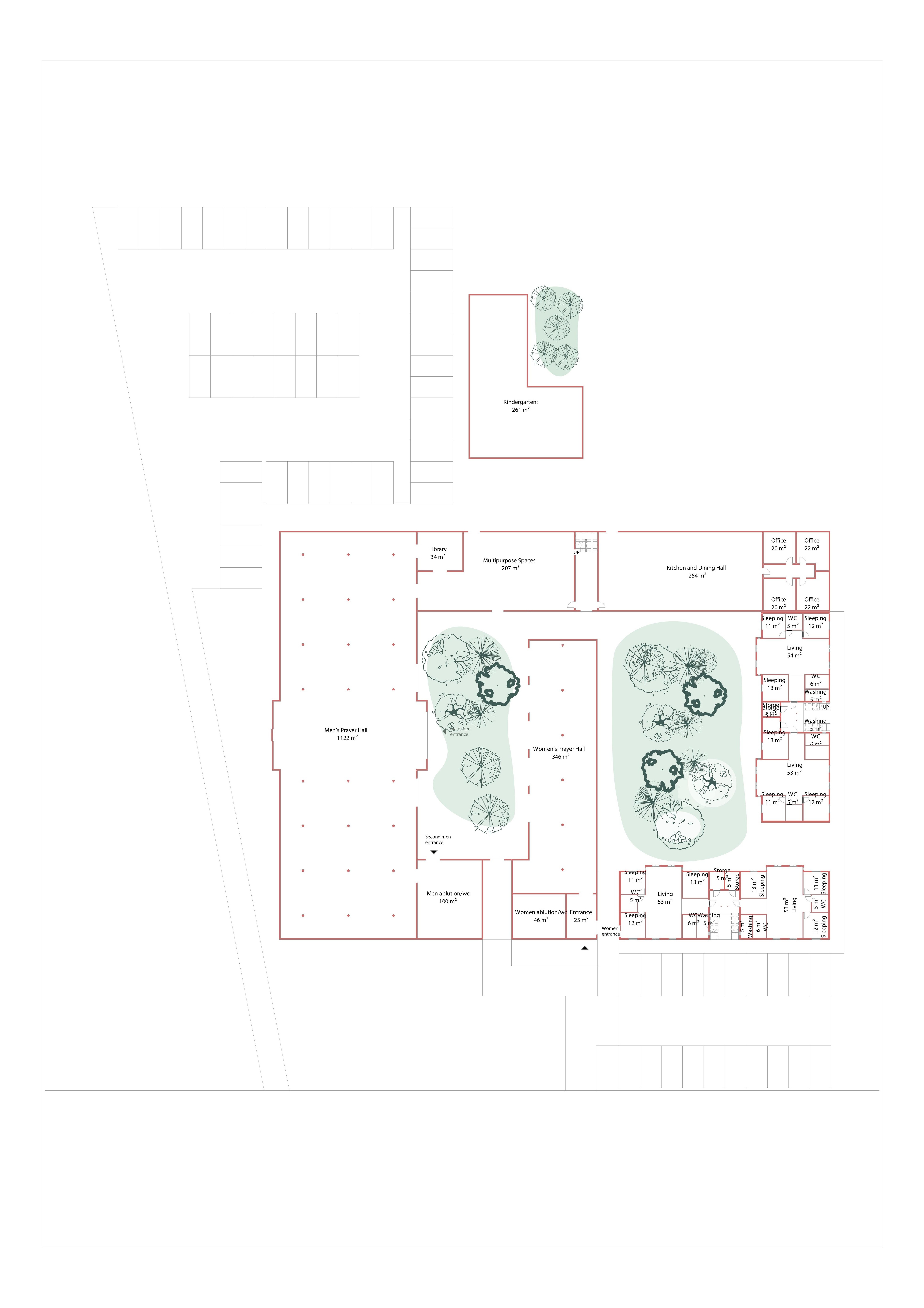Ground floor plan of the Islamic Center